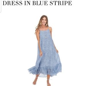 Mud Pie Midi Maxi Blue Stripe Dress Large